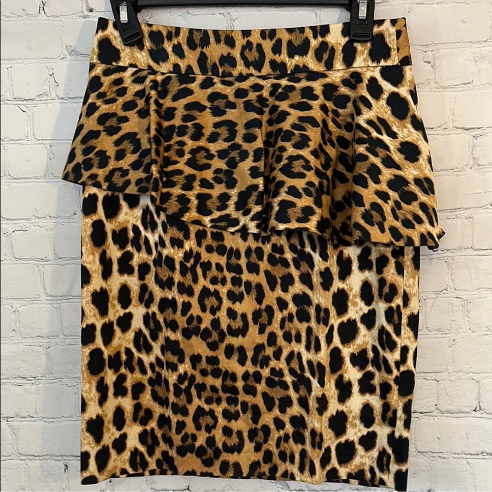 Zara Leopard Print Pencil Skirt in Tan, Black, Brown